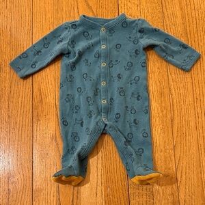 Teal Blue Lion One Piece Footie Size 3 month